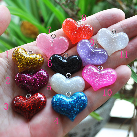 diy heart earring charms resin charms necklace heart pendant  22pcs ► Photo 1/1