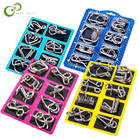 8PCS/Set Materials Metal Montessori Puzzle Wire IQ Mind Brain Teaser Puzzles for Children Adults Anti-Stress Reliever Toys GYH ► Photo 1/6