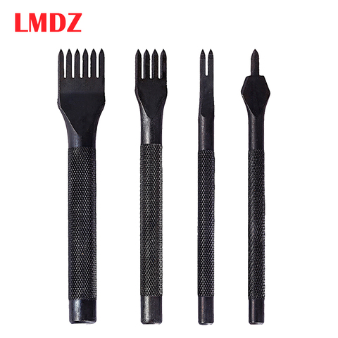 LMDZ Black Quality Steel 3mm 4mm 1/2/4/6 Prong Inch Chisel Leather Craft Tools Hole Punch Lacing Stitching Perforate Leather ► Photo 1/6