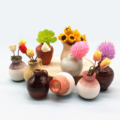 Mini Flower Vase Pot Miniature Bonsai Decoration Home Garden Dollhouse Toy Craft Ornaments Micro Decor DIY Gift Drop Shipping ► Photo 1/6