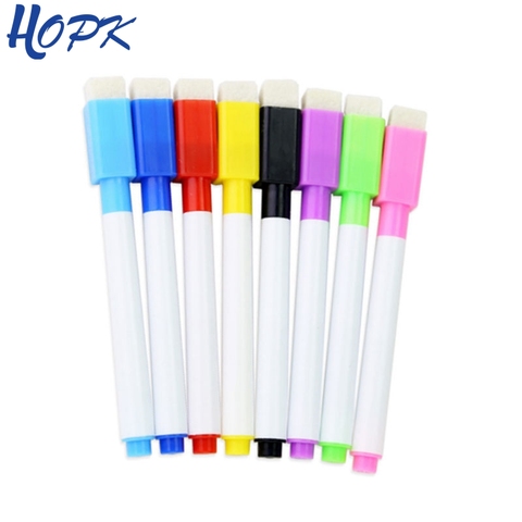 8PC/Lot Magnetic Colorful Whiteboard Pen Black White Board Markers Built In Eraser School Supply children's Graffiti Drawing pen ► Photo 1/6