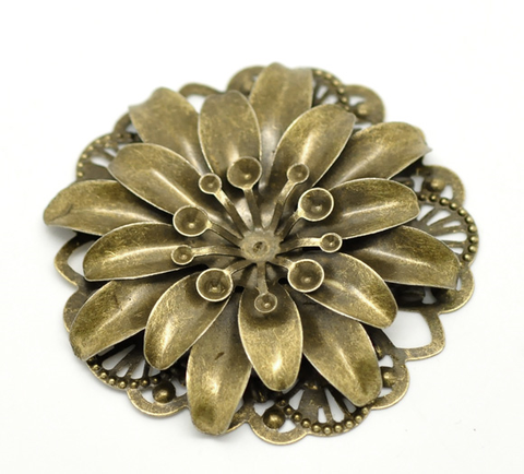 DoreenBeads Antique Bronze Filigree Flower Embellishment Findings 4.8cm(1-7/8