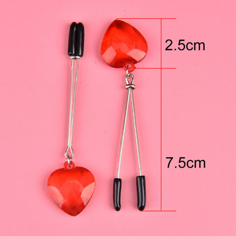 1 Pair or 1pcs  Exotic  Accessories Adjustable  Red Heart Shape Couples Nipple Clamps  Breast  Clips Clit Clamp Erotic Product ► Photo 1/6