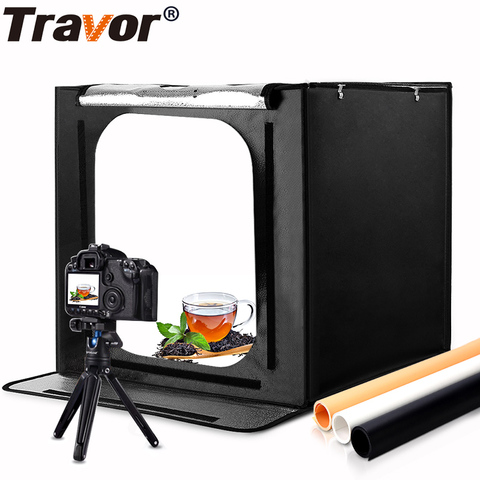 Travor 60*60cm 24 inch portable mini photo studio box softbox 46W 3400LM White Light Photo Lighting Studio Shooting Tent Box Kit ► Photo 1/6