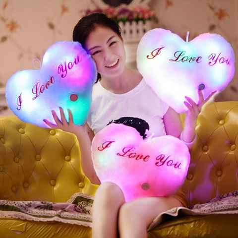 Creative Luminous Love Pillow Cushion Colorful Glowing Pillow Plush Doll Led Light Toys Gift For Girl Kids Christmas Birthday ► Photo 1/6