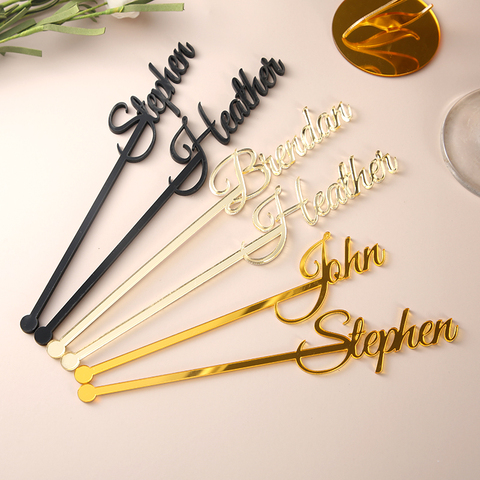 Personalized swizzle sticks table centerpiece Party picks Name drink stirrers Bridal shower Custom love stir stick Wedding decor ► Photo 1/6