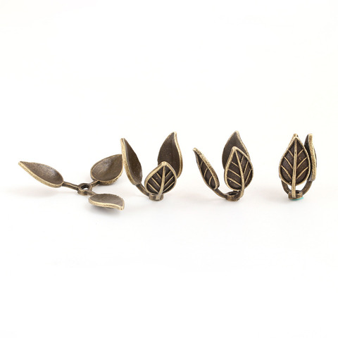 DoreenBeads Copper Antique Bronze Beads Caps Leaf Pattern Findings (Fit Beads Size: 12mm Dia.) 18mm( 6/8