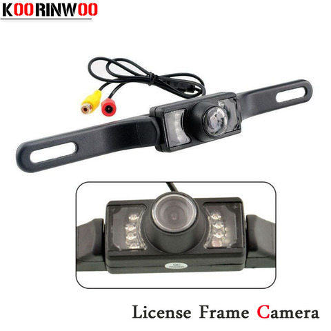 Koorinwoo CCD License Plate Frame Car Rear View Camera Back Up IR Camera Night Vision Waterproor Reverse Parking For Universal ► Photo 1/5