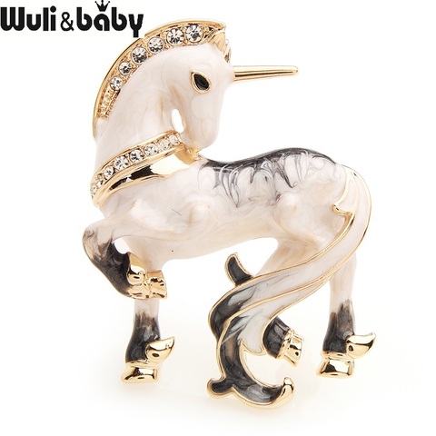 Wuli&baby White Miracle Lucky Horse Enamel Brooches For Women And Men Alloy Animal Rhinestone Banquet Party Brooch Gifts ► Photo 1/5