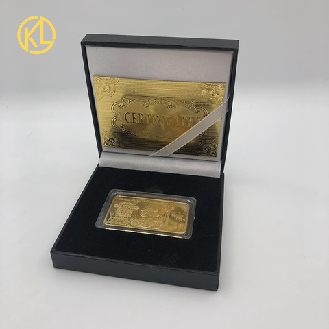 1pc 24K Gold Plated Zimbabwe bar Metal Commemorative Coin with gift box For Business Collection Gifts Home Decor For Christmas ► Photo 1/1