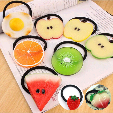 New Summer Style Many Patterns Fruits Slice Hair Accessories Clip Kids Women Elastic Hair Bands Ponytail Holder Gum Headwear ► Photo 1/4