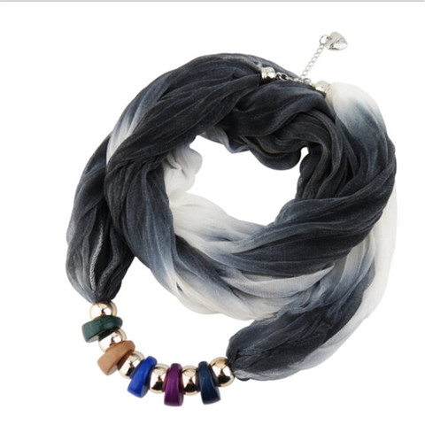 ZOSHI Women Resin Beads Pendant Silk Scarf Jewelry Neckerchief Long necklace Accessories Ladies Ethnic Jewelry Bijoux ► Photo 1/6