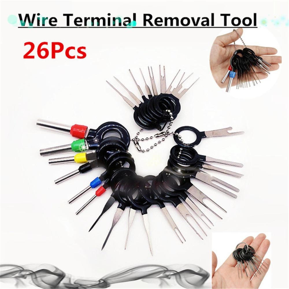 26Pcs Car Wire Terminal Removal Tool Cable Wiring Connector Pin Puller Hand Tool 