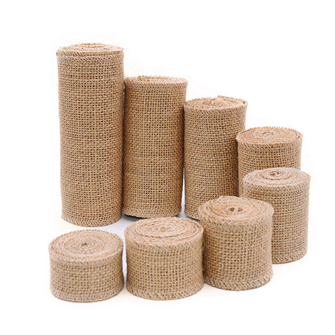2M Natural Jute Burlap Hessian Ribbon Rolls Vintage Rustic Wedding Decoration Christmas Gift Wrapping Festival Party Home Decor ► Photo 1/6