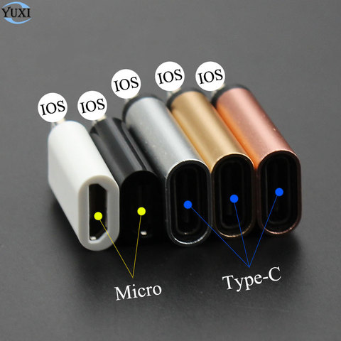2pcs For iPhone to Micro USB / Type-C Charger Adapter Female to Male Converter Adapter for iPhone 6 6s 7 8 Plus X 10 for iPad ► Photo 1/5