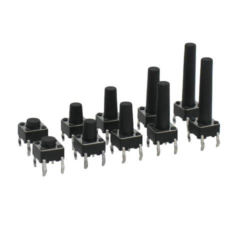50pcs 4PIN Push Button Touch micro switch black tact switch cap Tactile Tact switch 6*6*4.3/5/6/7/8/9/10/11/12/14/16/17/18/20 ► Photo 1/1