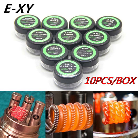 E-XY Flat twisted wire Fused clapton Hive premade wrap wires Alien Mix twisted Quad Tiger coils Heating Resistance rda coil ► Photo 1/6