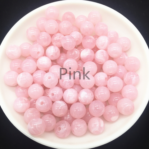 New 6 8 10mm Round Acrylic Beads Spacer Loose Beads For Jewelry Making DIY Bracelet Pink ► Photo 1/1