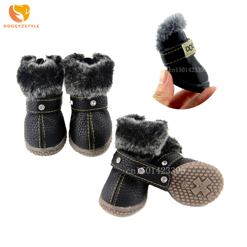 Pet Puppy Thick Snow Boots Dog Plush Winter Warm Shoes Dog Accessories SE#N 