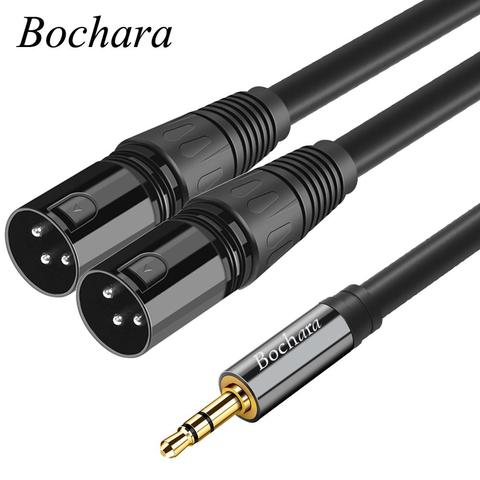 Bochara 3.5mm Stereo Jack Male to Dual XLR Male OFC Aux Audio Cable Foil+Braided Shielded For Speakers Mixer 1.5m 3m ► Photo 1/6