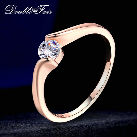 Double Fair Cubic Zirconia Engagement Rings For Women Rose Gold Color CZ Stone Women's ring Wedding Jewelry HotSale DFR239 ► Photo 1/6