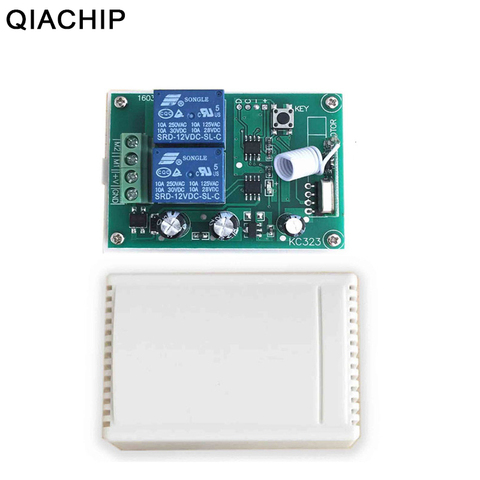 QIACHIP 433Mhz DC 12V Universal Wireless Remote Switch Switch 2CH RF Relay Receiver Smart Home Automation Module For Garage Gate ► Photo 1/6