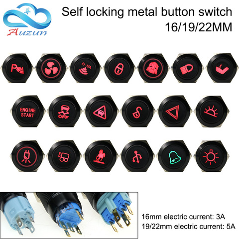 16/19/22mm metal button switch self-locking oxidizing black multi-style figure master switch can be customized 12v 24v 110v 220v ► Photo 1/6
