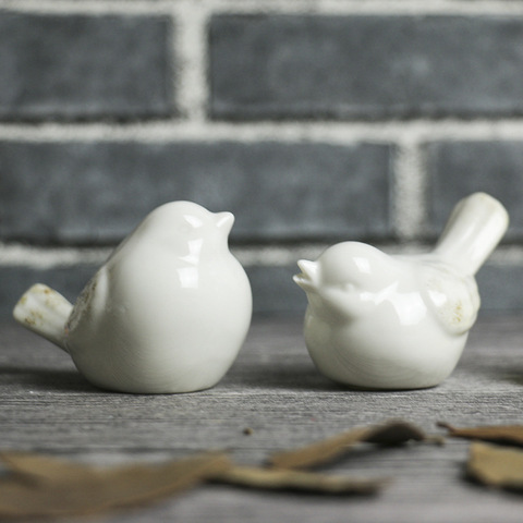 2pcs/set Nordic Ceramic Birds for Wedding Decoration Home Cabinet Ornaments White Statue Children Gift Figurines Glaze Craft ► Photo 1/5