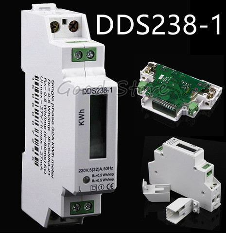 DDS238-1 LCD 5(32)A 220VAC 50Hz Smart Home Single Phase Pole DIN-Rail Kilowatt Hour kwh Meter Energy Meter Brand New Power Meter ► Photo 1/6