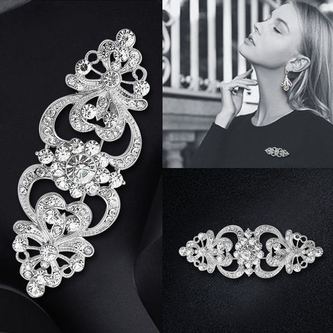 Large Flower Crystal Brooch Pin Bridal Wedding Party Dress Clothing Alloy Vintage Broaches for Women Jewelry ► Photo 1/6