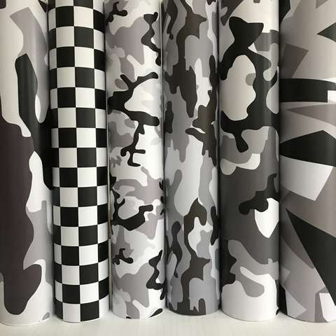 Black White Grey Camo Vinyl Film Snow Camouflage Vinyl Car Wrap Air Bubble  Free For Motorbike Car Sticker Decal - Price history & Review