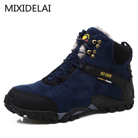 MIXIDELAI New Couple Unisex Boot Men Boots Fashion Quality Winter Snow Plush Ankle Boots For Men's Warm Boots Ankle Work Shoes ► Photo 1/6