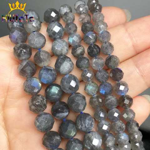 Natural Grey Labradorite Beads Faceted Loose Stone Beads For DIY Making Bracelet Necklace Jewelry Accessories 7.5'' 6mm/8mm ► Photo 1/6