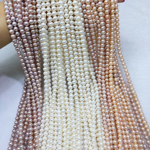 Natural freshwater pearl beads high quality 36 cm perforated loose beads DIY ladies necklace bracelet production 7-8MM 3colors ► Photo 1/6