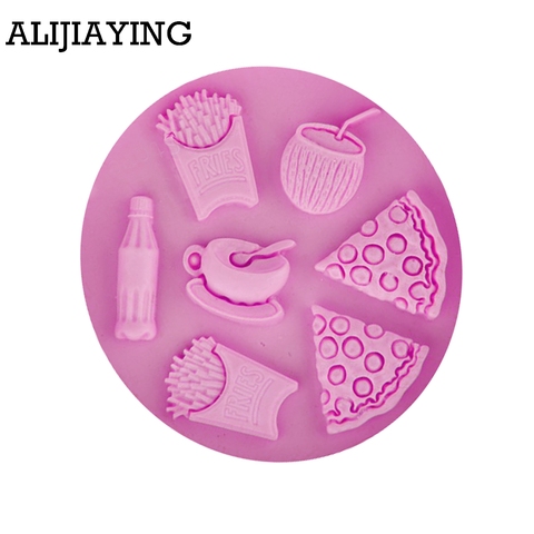 M0051 DIY Pizza french fries Coke coffee chocolate Party fondant Sugar Craft Jello Jelly cake decorating tools silicone mold ► Photo 1/6