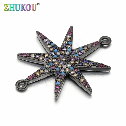 24*29mm Handmade Brass Cubic Zirconia Star Charms Connector DIY Jewelry Findings, Hole: 1mm,  Model: VS192 ► Photo 1/3