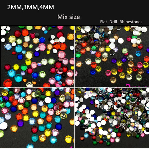 Mix Size Nail Art Rhinestones  Colorful Crystal Glitters Nails Shoes And Wedding   Decoration  2,3,4MM ► Photo 1/4