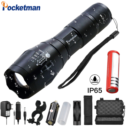 Waterproof Most Powerful LED Flashlight High Power 5 Mode XM-L T6 L2 V6  Zoomable Rechargeable Focus Torch  1*18650 or 3*AAA 92 ► Photo 1/6