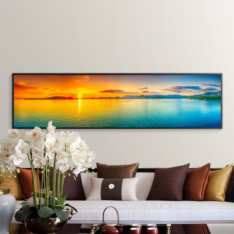 Modern Landscape Posters and Prints Wall Art Canvas Painting Sunrise Sea Mountain Picture for Living Room Cuadros Decor No Frame ► Photo 1/6