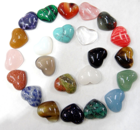30pcs Natural Stone Crystal Agates Turquoises Heart Shape Cab Cabochons No Hole Beads For Making Jewelry DIY 15x18mm Wholesale ► Photo 1/6