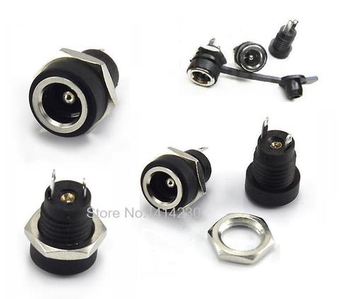 10PCS/LOT DC-022B All-Copper Material DC Power Supply Jack Socket Female Panel Mount Connector 5.5mm 2.1mm With a Waterproof Cap ► Photo 1/4