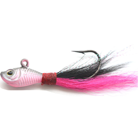 7g 10g 15g 28g 56g 3D Eyes Bucktail jig 6 colors Big game Saltwater lead head Fishing Lures ► Photo 1/1