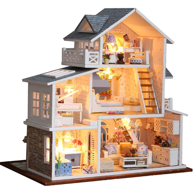 CUTEBEE Handmade Furniture Miniature DIY Doll Houses Wood Toys for Children