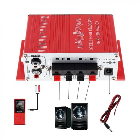 Mini Car Amplifier Motorcycle Home Boat Auto Stereo Audio Amplifier 2 Channel Digital Hi-Fi Amp Support CD DVD MP3 Input ► Photo 1/6
