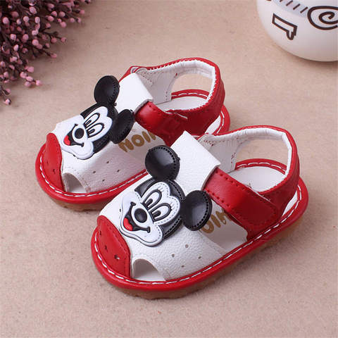 2022 new Disney cartoon mickey summer girls anti-kick boy called shoes soft leather baby toddler Princess shoes ► Photo 1/5