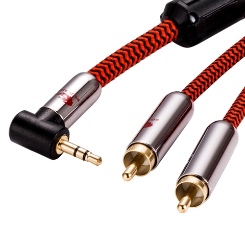 Hifi Cable Angle Mini Jack 3.5mm to Dual RCA for PC Car Headphone Mobile Sound box 1/8