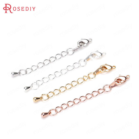 4PCS Full length 50MM or 84MM 24K Gold Color Plated Brass Extender Chain with Lobster Clasps High Quality Jewelry Accessories ► Photo 1/6