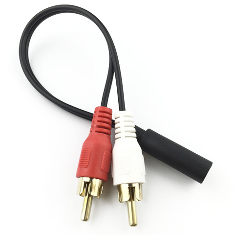 3.5 Stereo Female to 2 RCA Male Gold-plated Audio Cable RCA Extension Cable for Computer Speakers Red White Connector 0.2m ► Photo 1/1