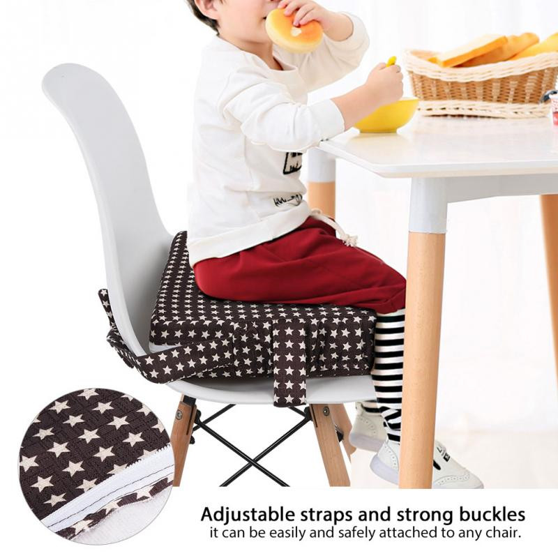Kids Chair Highchair Booster Cushion Thick Seat Pad with Buckle Strap 