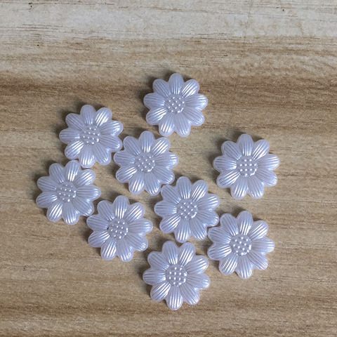 SHINE 100pcs/lot White Sun Flower Shape Scrapbook Simulated Pearl Beads Sewing Buttons DIY Material Findings BV212 ► Photo 1/6